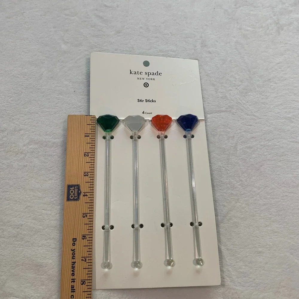 Kate spade cocktail drink stir sticks 4 new with tags‎ unused diamond shape tops